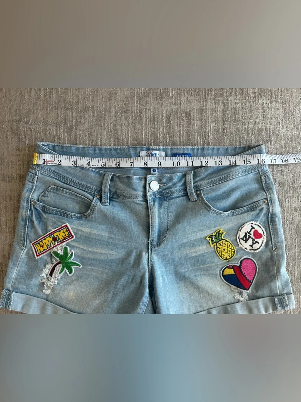 YMI Denim Shorts with Colorful Patch Detail